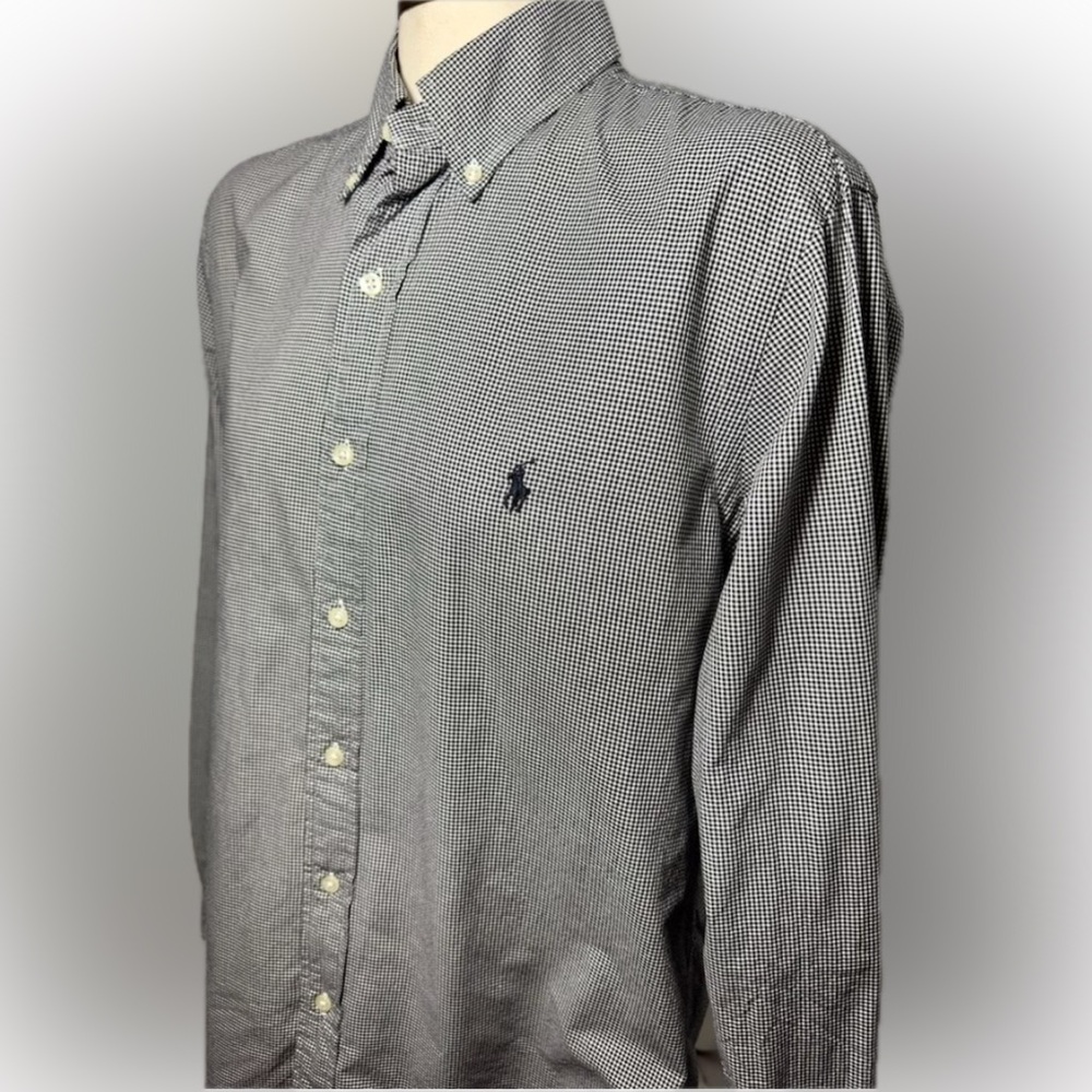 Polo Ralph Lauren Men’s Black White Gingham Button Down Shirt Pony Logo Medium